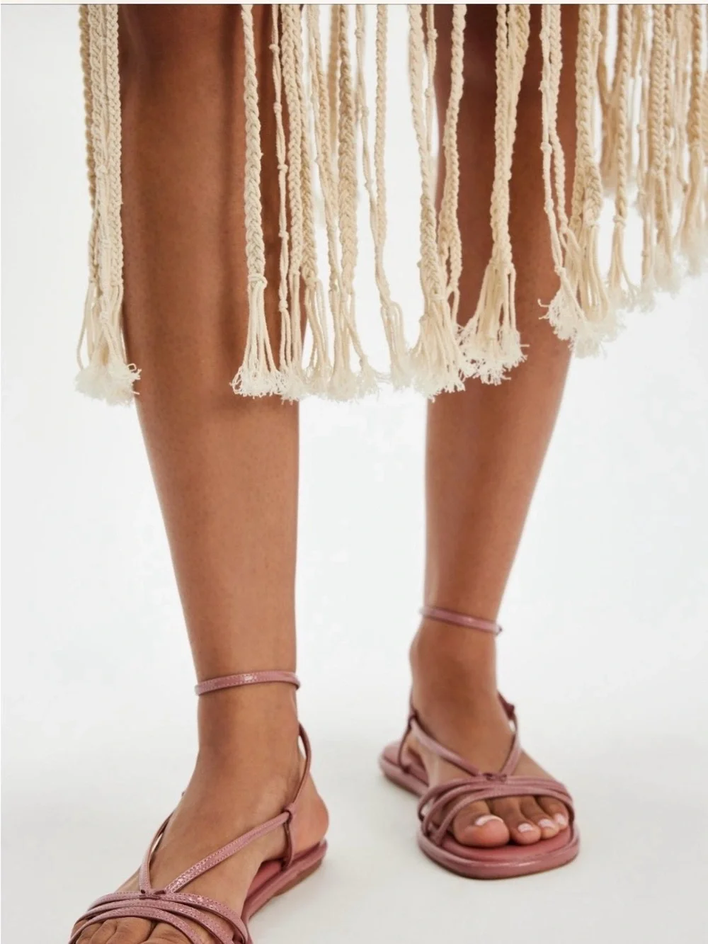 Women's Strappy Ankle-Wrap Sandals in Dusty Rose